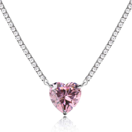 [Love More]8.0 Carat Versatile Colorful Sweet Heart-Shaped Tennis Necklace