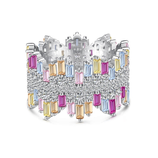 [Love More]Luxurious Colorful Radiant Cut Daily Ring