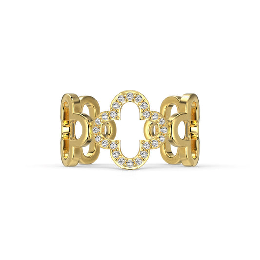 [Love More]Hollow Design Four-Leaf Clover Flower Shape Ring