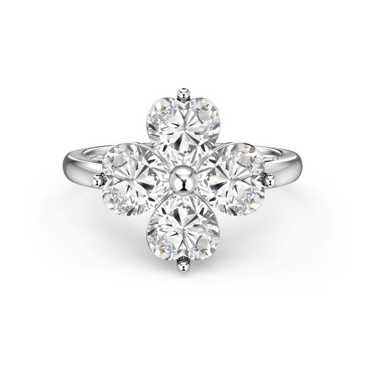 [Love More]Heart-shaped Four-Leaf Clover Ball Ring